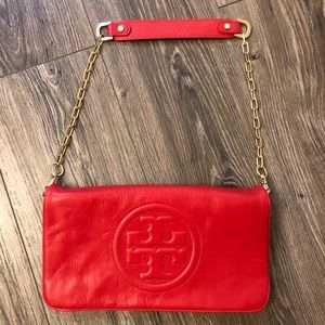 Tory Burch Reva Bombe Clutch Red Gently Used